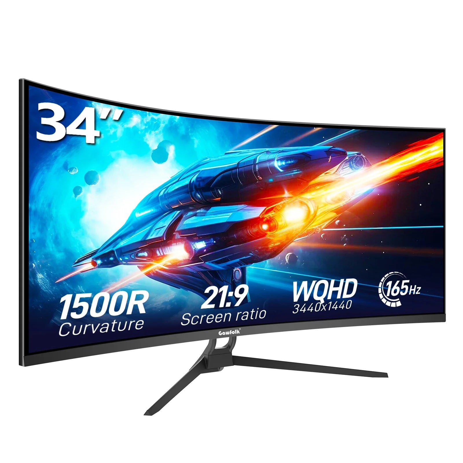 34 Inch Curved Gaming Monitor 165Hz Ultrawide, WQHD 3440X1440, Screen PC Computer, 1500R,21:9