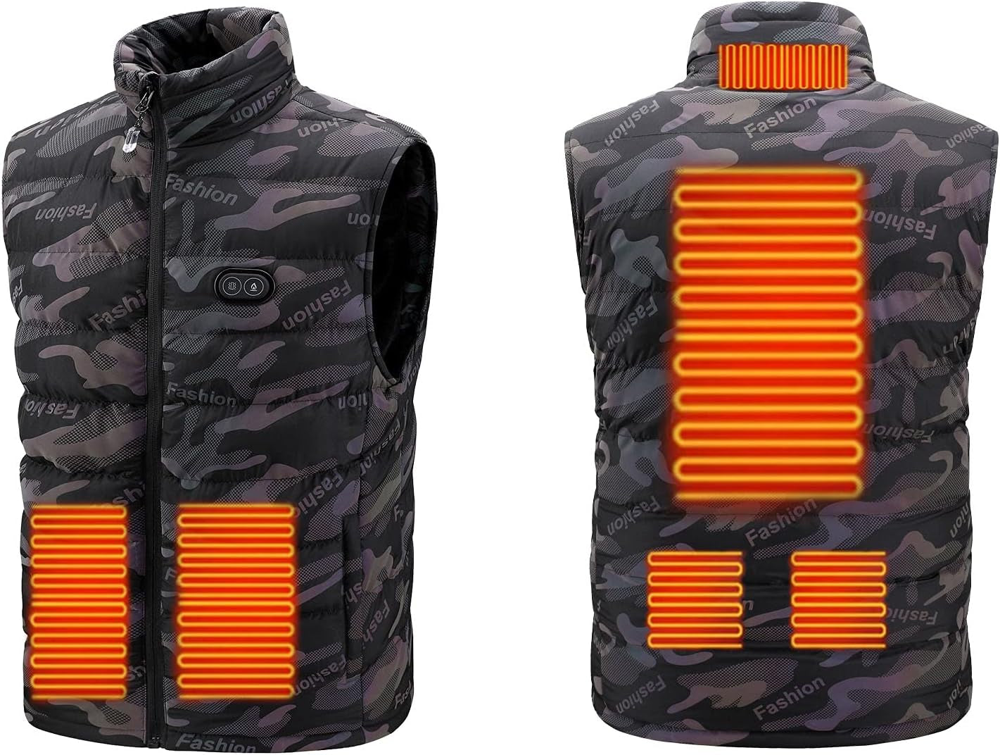 Electric Thermal Vest with Massage Function for Winter Camo Heated Jacket for Men Women with USB Battery Pack