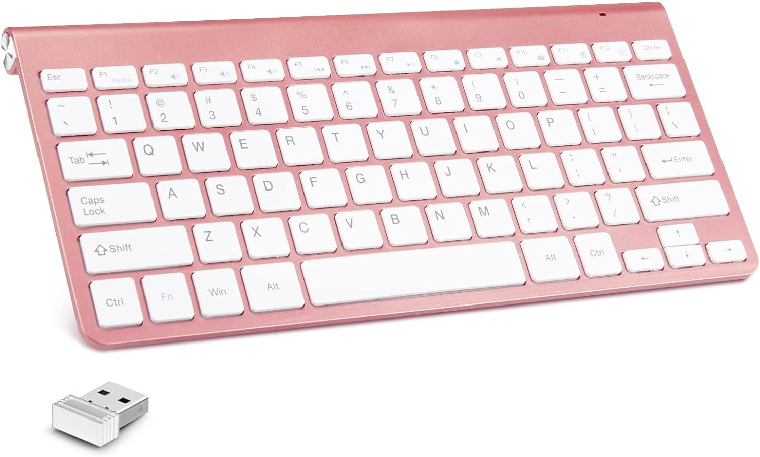 Mini Wireless Keyboard Small Computer Wireless Keyboards Slim Compact External Keyboard for Laptop Tablet Windows PC Computer Smart TV (Rose Gold)