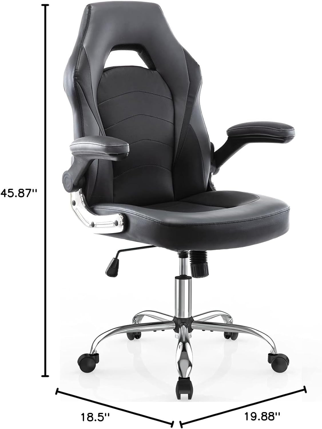 Gaming Chair, Racing Style Bonded Leather Gamer Chair, Ergonomic Office Chair Computer Desk Executive Chair, with Adjustable Height and Flip-Up Arms, Gaming Chair for Adults Teens Kids Men Women