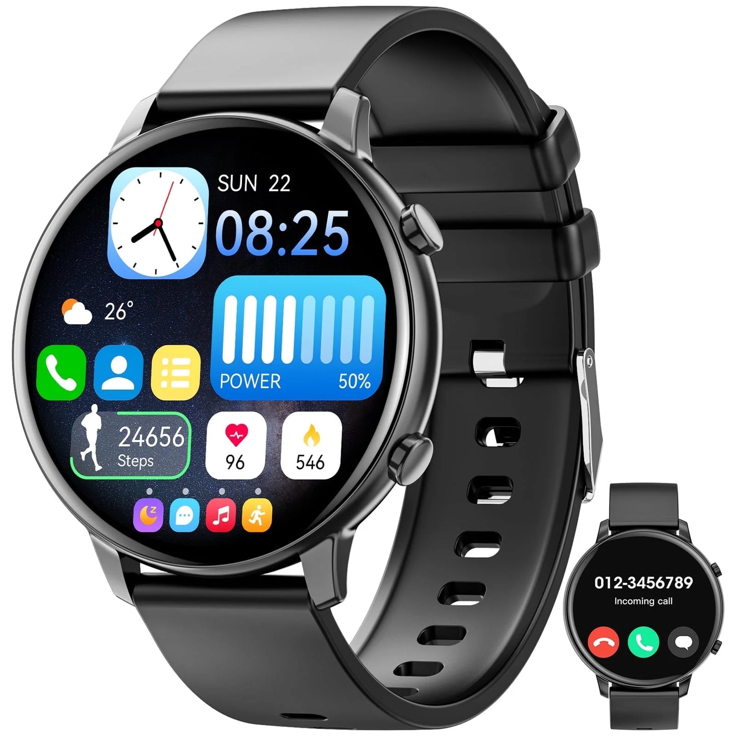 2024 New Men'S Smartwatch, 1.39-Inch Tft Screen, Answering and Making Calls, Multiple Fitness and Exercise Modes, Suitable for Android Ios Phones (Black)