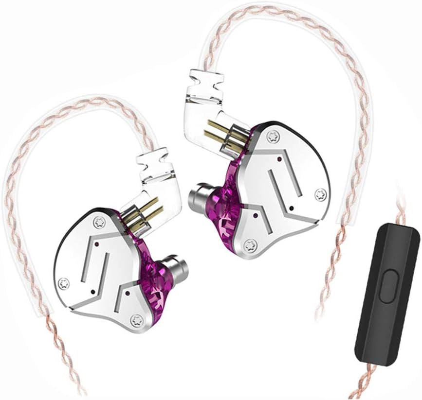 KZ ZSN Wired Earphones with Extra Bass High Fidelity Sound KZ Iem Earbuds with Hybrid 1DD 1BA Drivers & 3.5Mm Audio Plug Detachable Cable Noise Isolating in Ear Headphones for Sports (Purple with Mic)