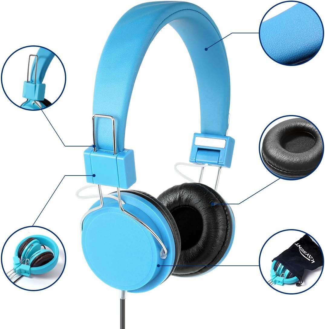 Heavy Duty Classroom Headphones Set for Students - (Kpb-10Mixed) 10 Packs Multi-Colors Kids' Headphones for School, Library, Computers, Children and Adult(No Microphone)