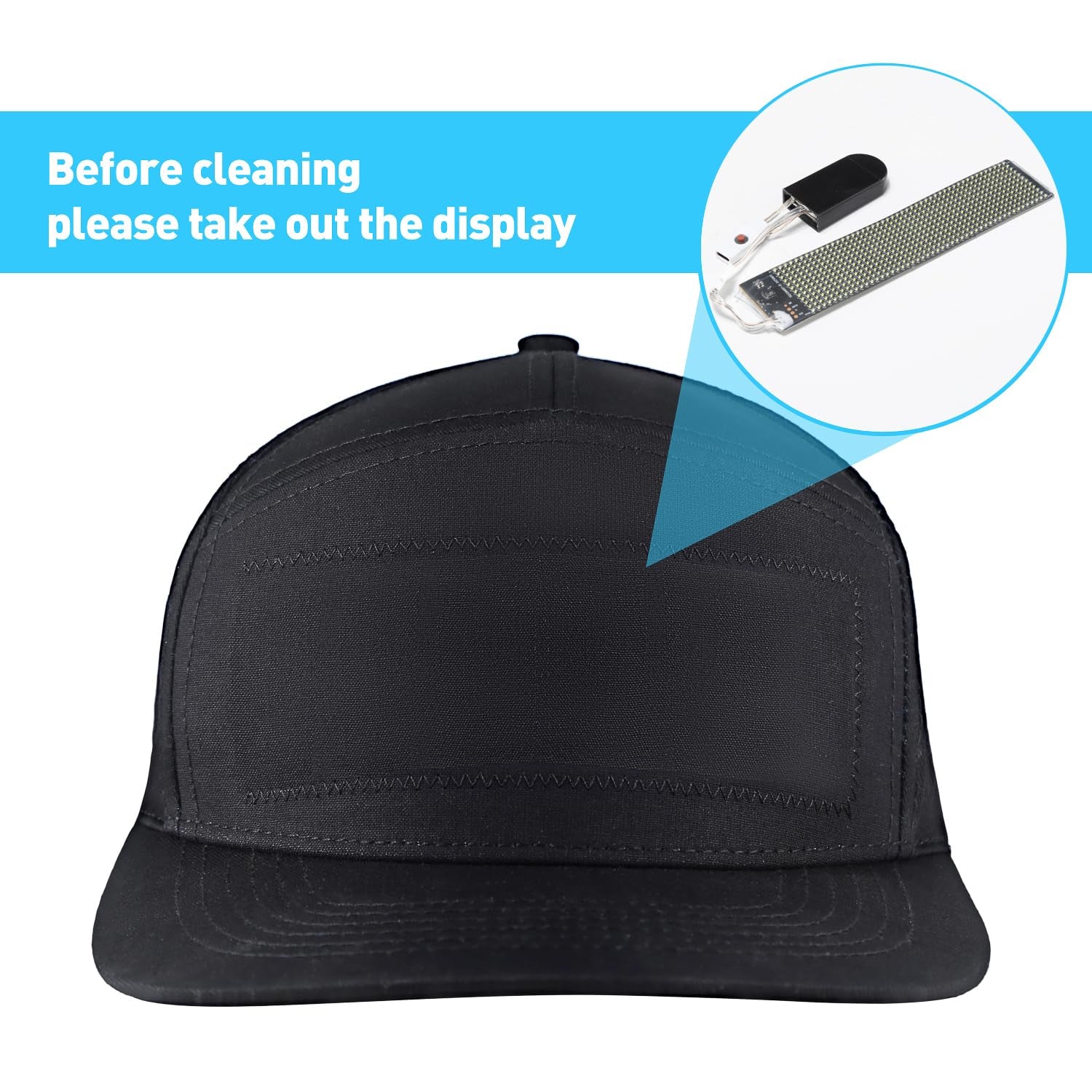 LED Cap, Detachable LED Display Screen Smart Hat Adjustable Cool LED Baseball Cap for Party Christmas Halloween(Blue Light)