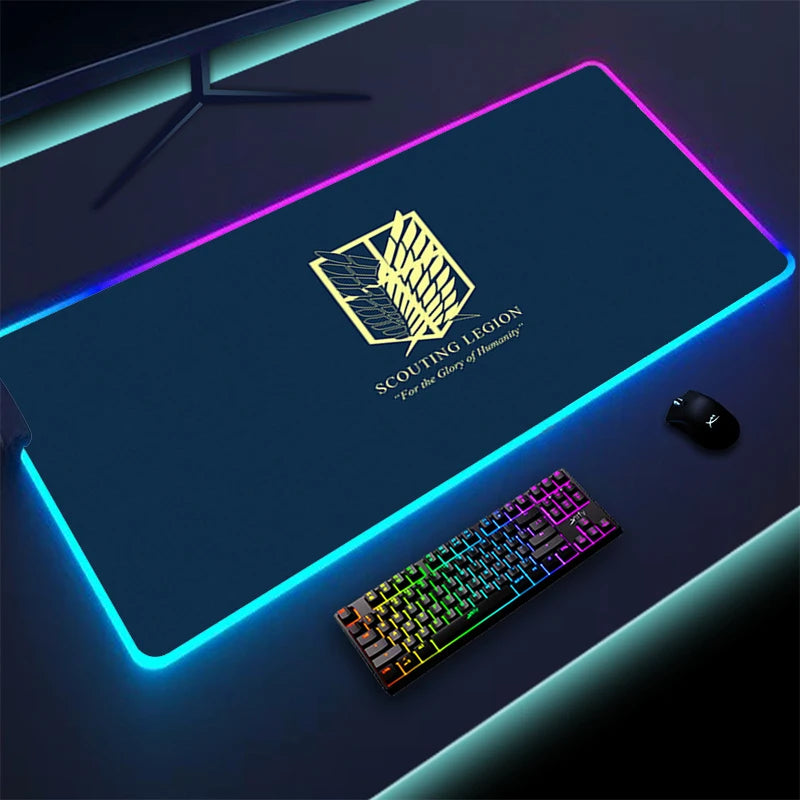 Attack on Titan Mouse Pad with Rgb Laptop Mat Desk Carpet Gamer Accessories Keyboard Computer Table Deskpad Mousepad Mausepad