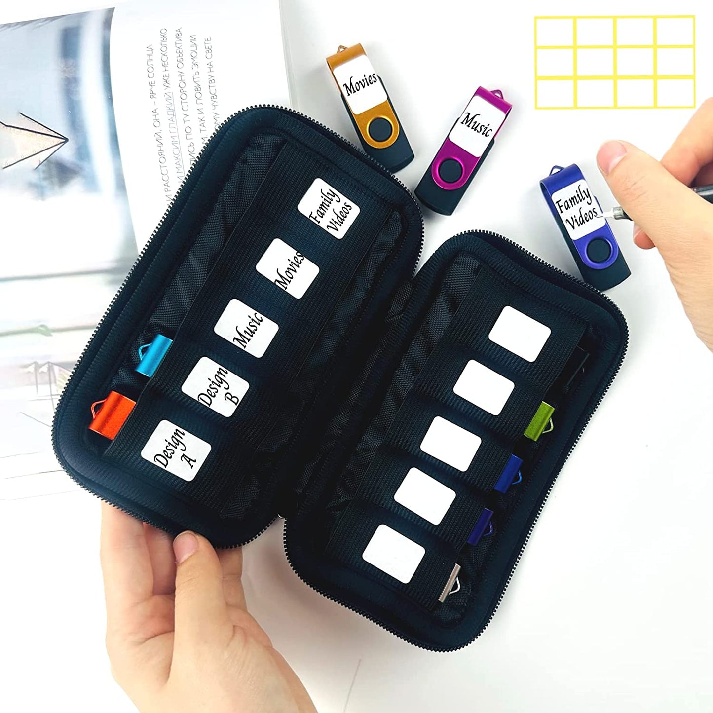 Flash Drive Case USB Storage Case  USB Holder Storage Bag, Electronic Accessories Organizer for USB Flash Drive, USB Case, Thumb Drive Caes, Jump Drive Case, USB Organizer