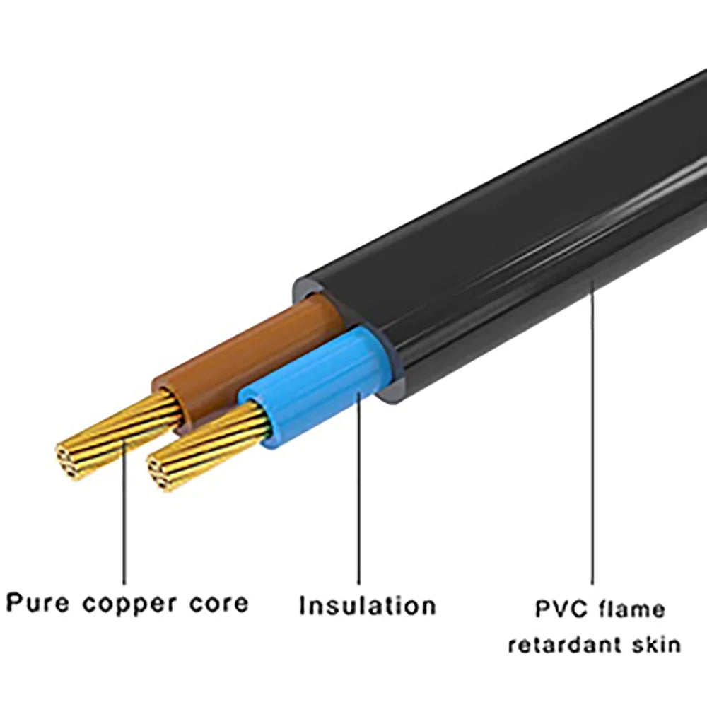 18AWG 2-Prong to Square/Round Connector AC Universal Replacement Power Cable Universal Wire PVC Black Cord 6 Feet