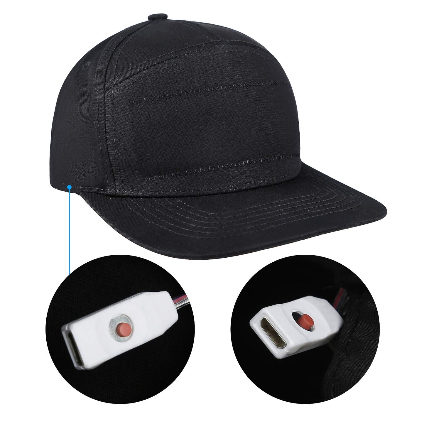 LED Cap, Detachable LED Display Screen Smart Hat Adjustable Cool LED Baseball Cap for Party Christmas Halloween(Blue Light)