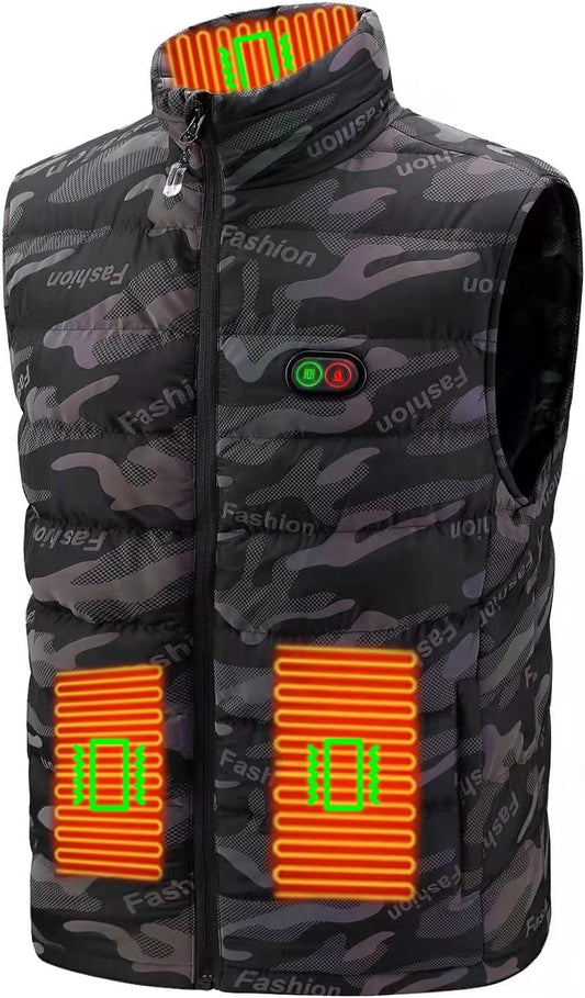 Electric Thermal Vest with Massage Function for Winter Camo Heated Jacket for Men Women with USB Battery Pack