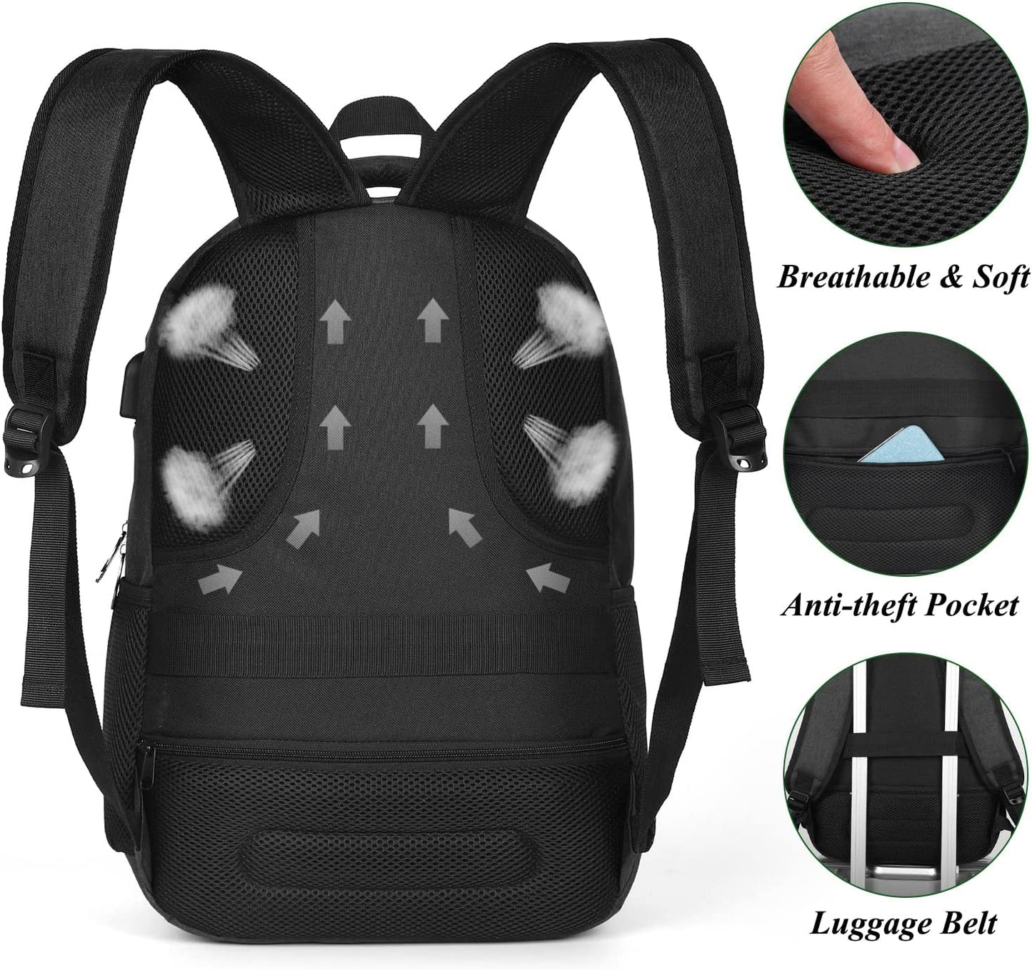 Backpack for Men and Women,School Backpack for Teenager,15.6 Inch Laptop Bookbag with USB Charging Port for Business Work College Travel Trip