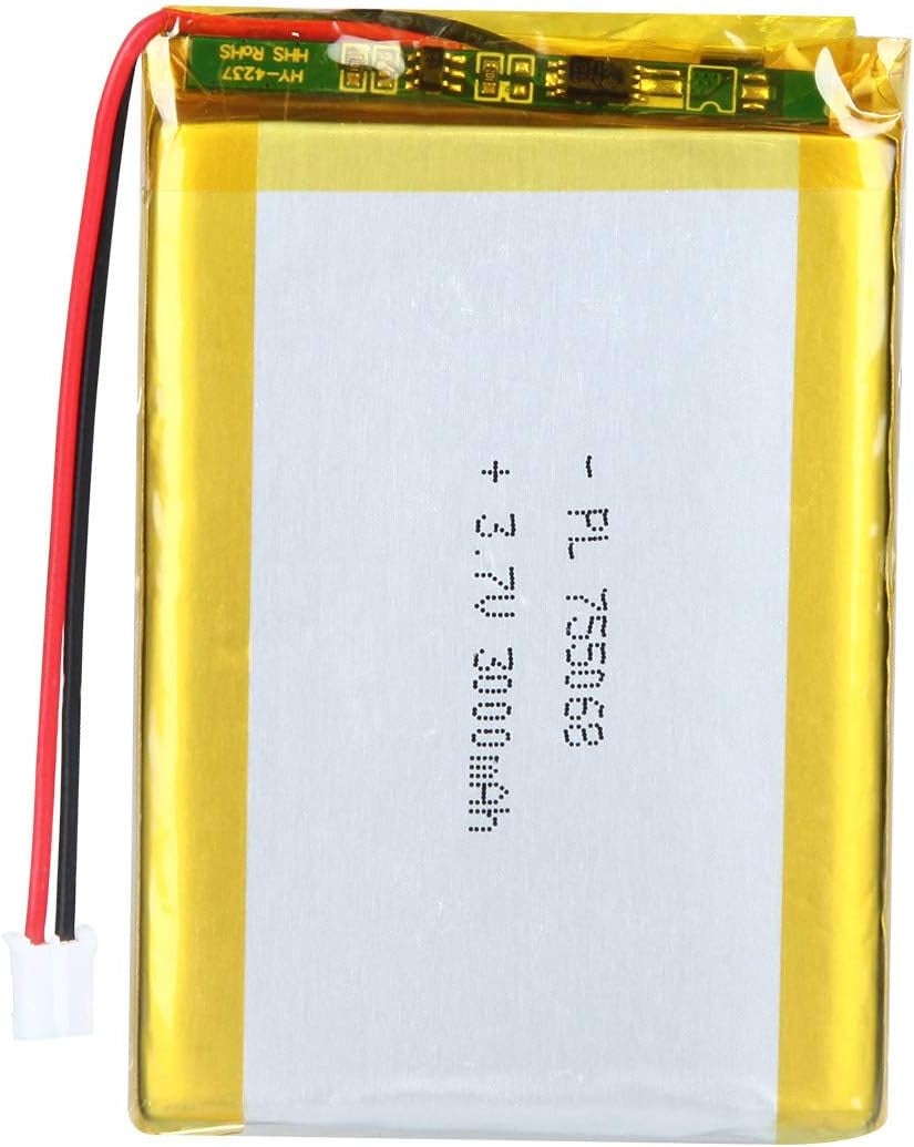 3.7V 3000Mah Battery 755068 Lithium Polymer Ion Rechargeable Li-Ion Li-Po Battery with 2P PH 2.0Mm Pitch Connector