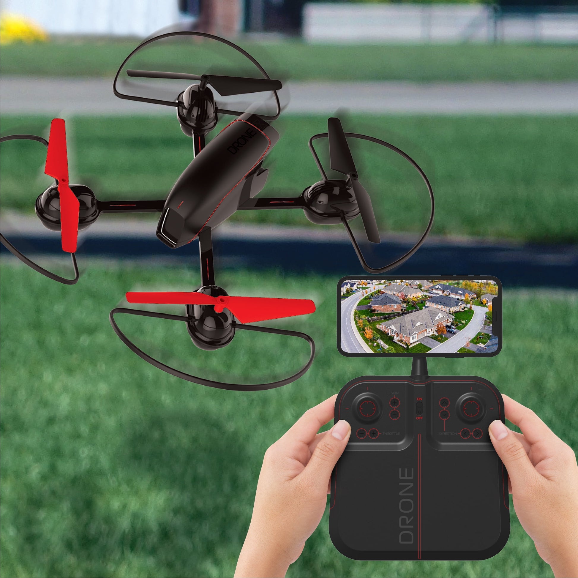 2.4Ghz RC Mach 10Inch Drone with Stream Camera, Remote Controlled Quadcopter with Assisted Landing, Wireless and Rechargeable