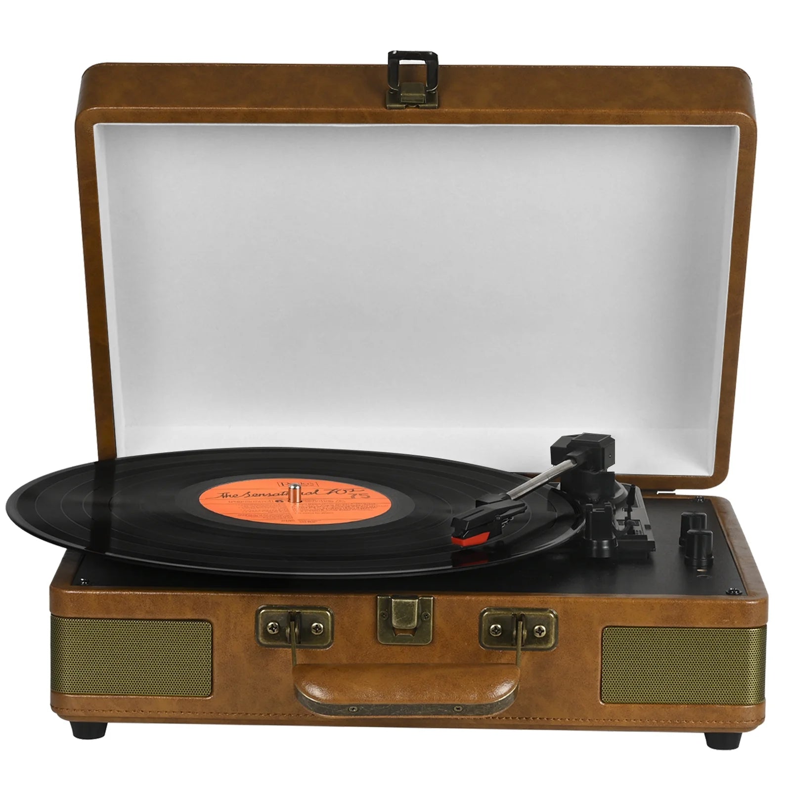 Record Player 3-Speed Bluetooth Portable Suitcase Record Player with Built-In Speakers Audio Turntable