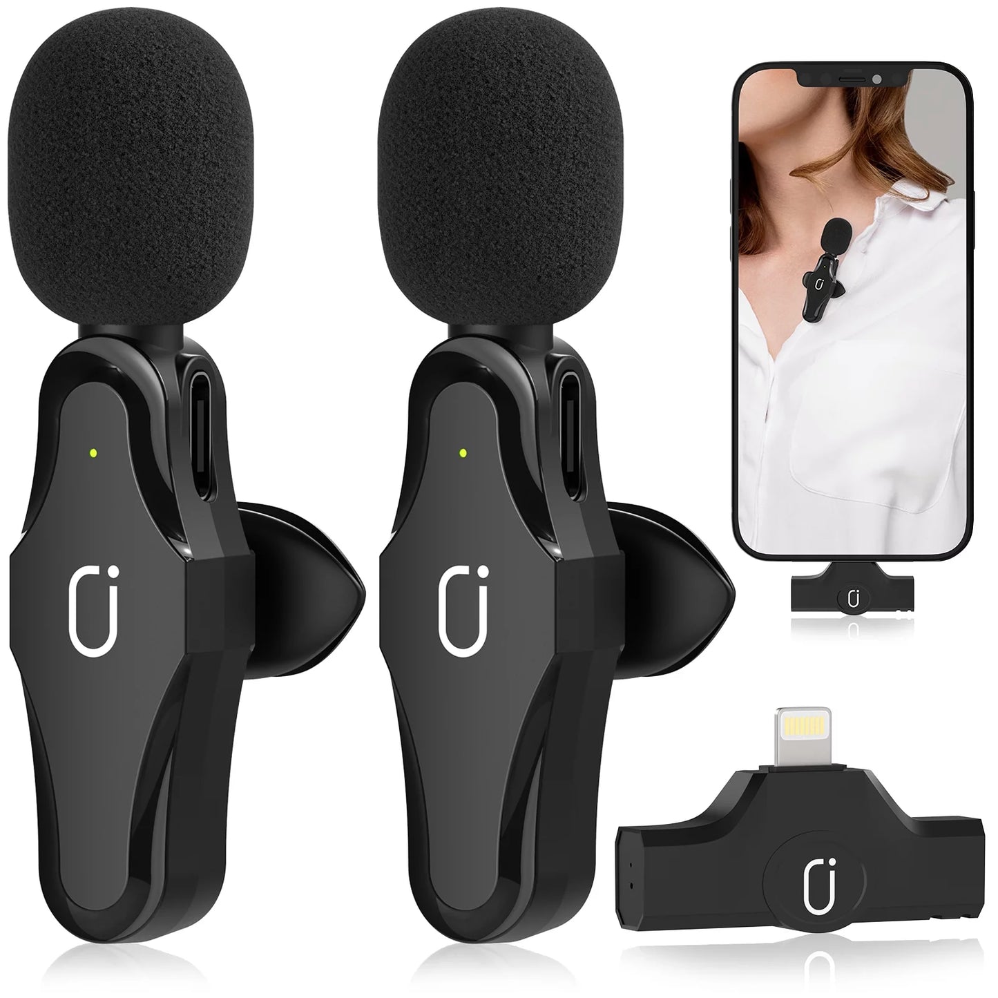 Mini Dual Lavalier Microphones for Iphone Clip-On Wireless Lapel Microphones for Iphone Youtube Live Streaming Video Recording, Vlog