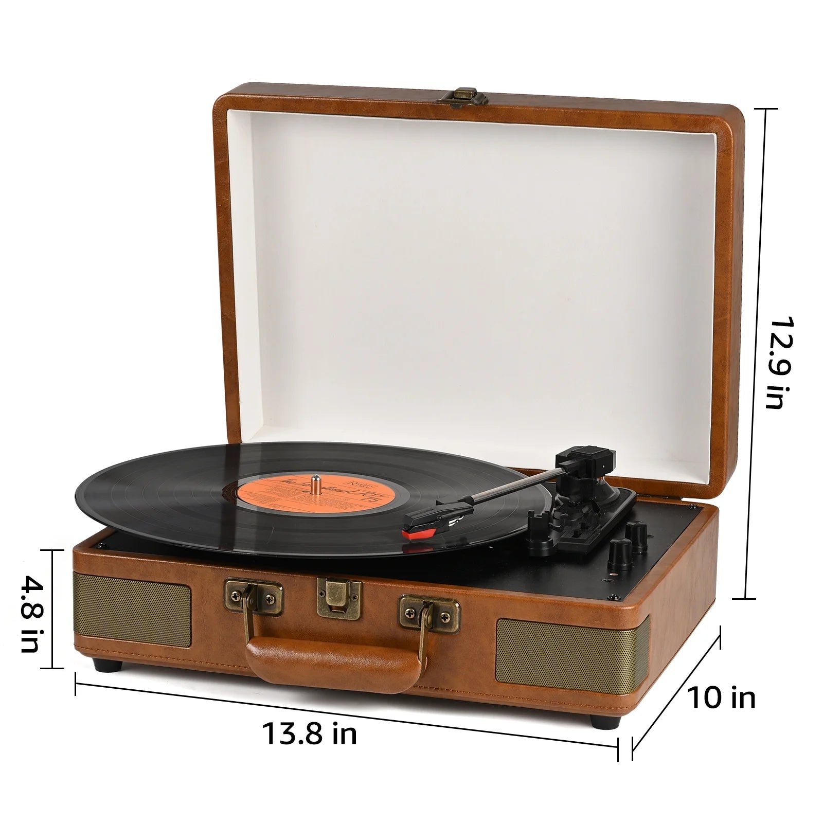 Record Player 3-Speed Bluetooth Portable Suitcase Record Player with Built-In Speakers Audio Turntable