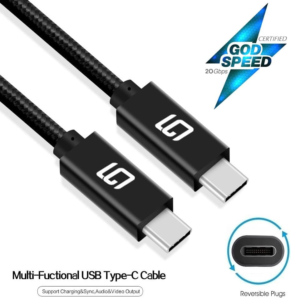 USB C to USB C Cable (20Gbps) Superspeed [Certified] USB Type-C to USB Type-C, 100W Power (USB 3.1, 3.2, Thunderbolt 3) Nylon Braided, Dual 4K or Single 5K @60Hz Display (6.6Ft/20Gbps)