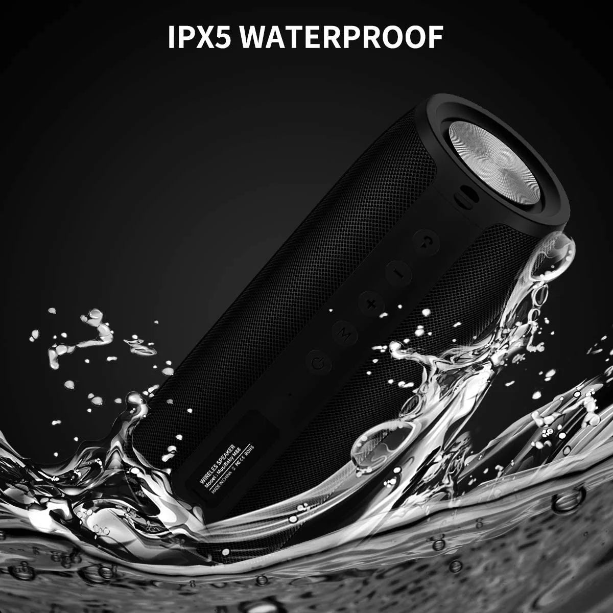 Waterproof Bluetooth Speaker, Portable Outdoor Wireless Speaker with Loud Stereo Sound,Black