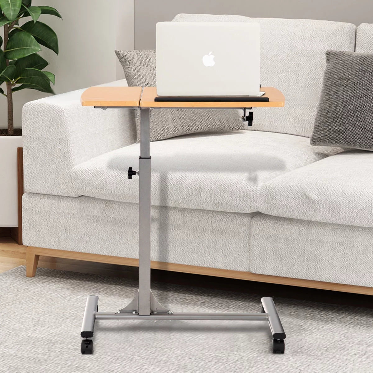 Adjustable Laptop Notebook Desk Table Stand Holder Swivel Home Office Wheels New