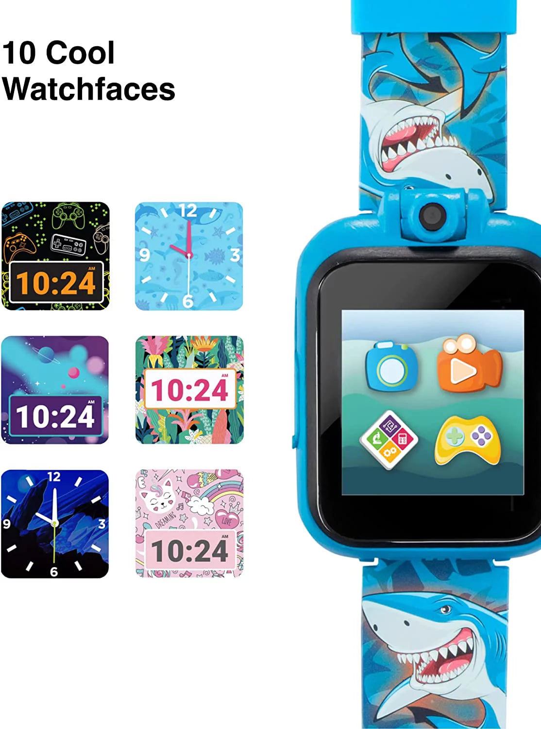 2 Kids Smartwatch - Video Camera Selfies STEM Gift for Kids (Shark Print in Blue)