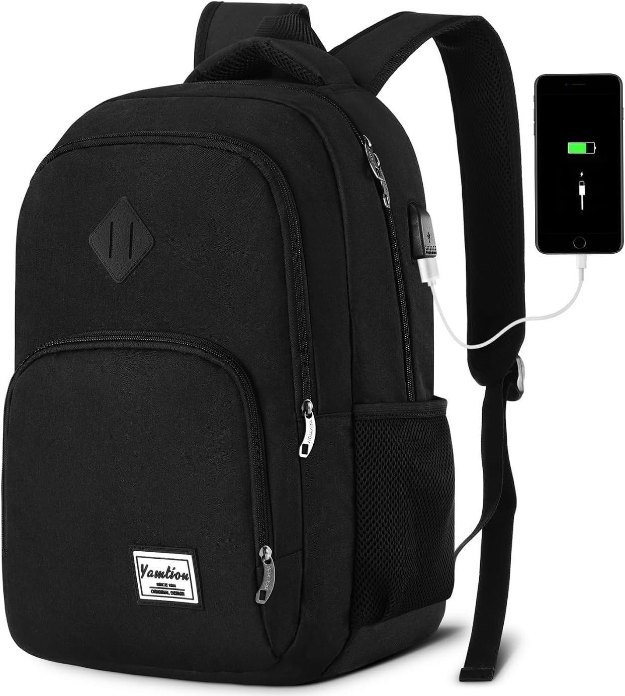 Backpack for Men and Women,School Backpack for Teenager,15.6 Inch Laptop Bookbag with USB Charging Port for Business Work College Travel Trip