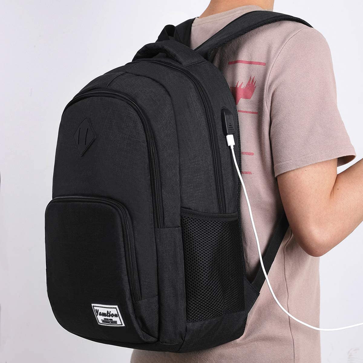 Backpack for Men and Women,School Backpack for Teenager,15.6 Inch Laptop Bookbag with USB Charging Port for Business Work College Travel Trip