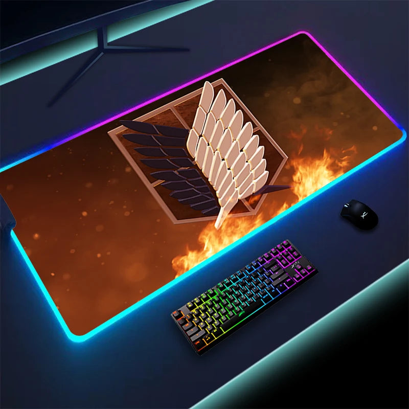 Attack on Titan Mouse Pad with Rgb Laptop Mat Desk Carpet Gamer Accessories Keyboard Computer Table Deskpad Mousepad Mausepad