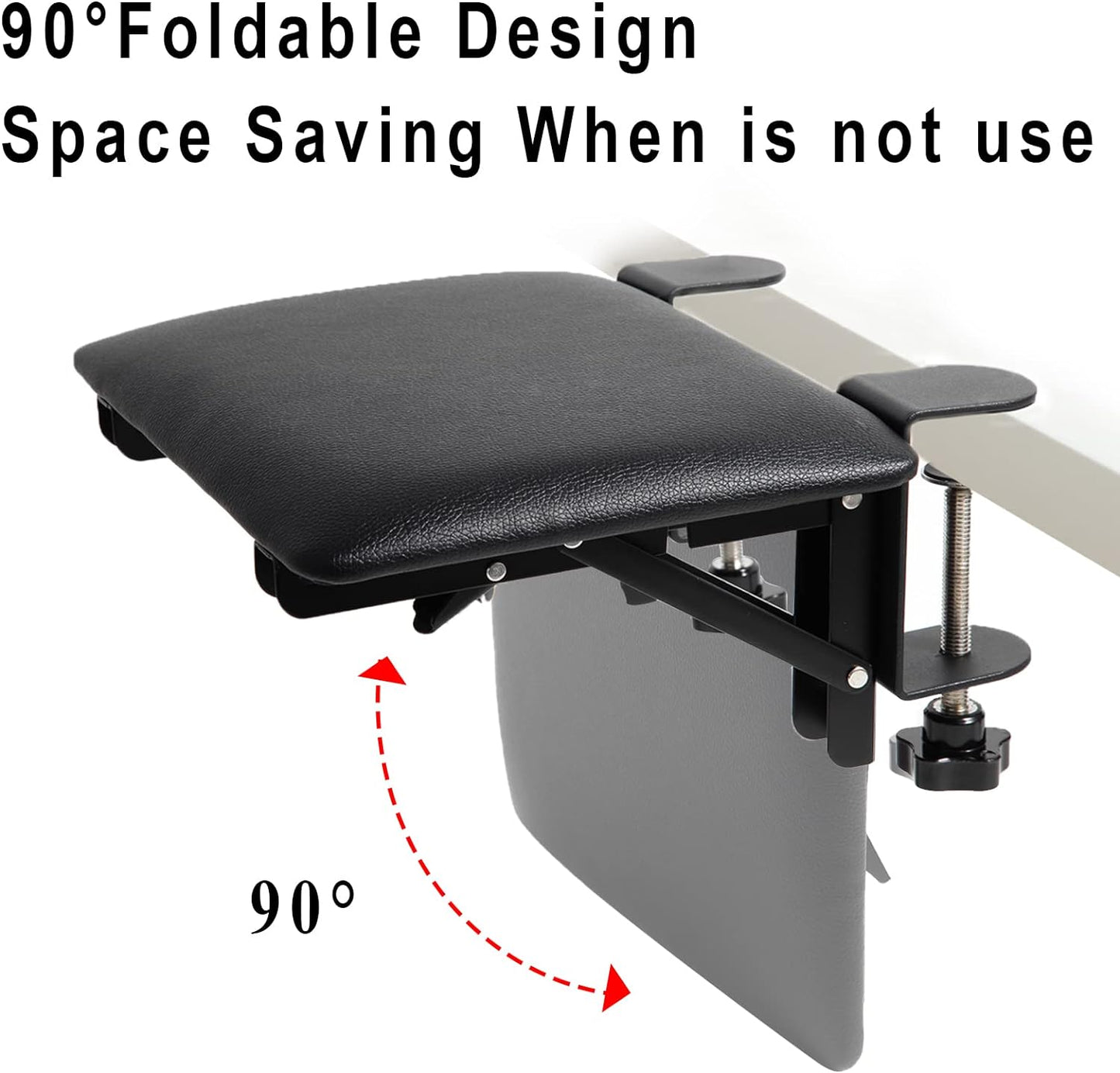 Ergonomic Desk Extender, Computer Arm Rest for Desk, Foldable Arm Support, Leather Elbow Rest Pad for Home and Office, Easy Typing & Pain Relief