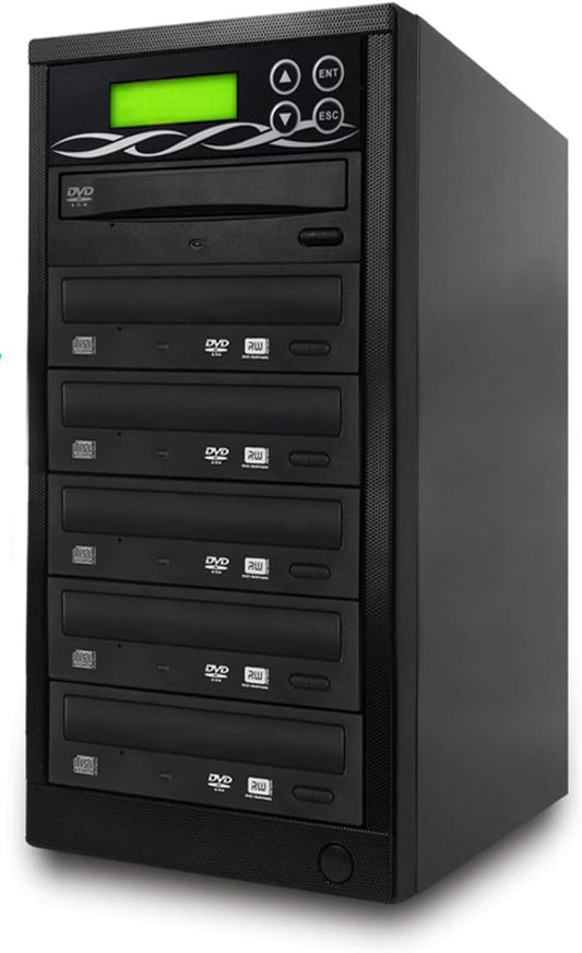 DVD Duplicator Built-In BD Certified Burner (1 to 5 Target) Copier Tower Replication Recorder + Free Nero Multimedia Suite 10 Essentials CD/DVD Burner Software