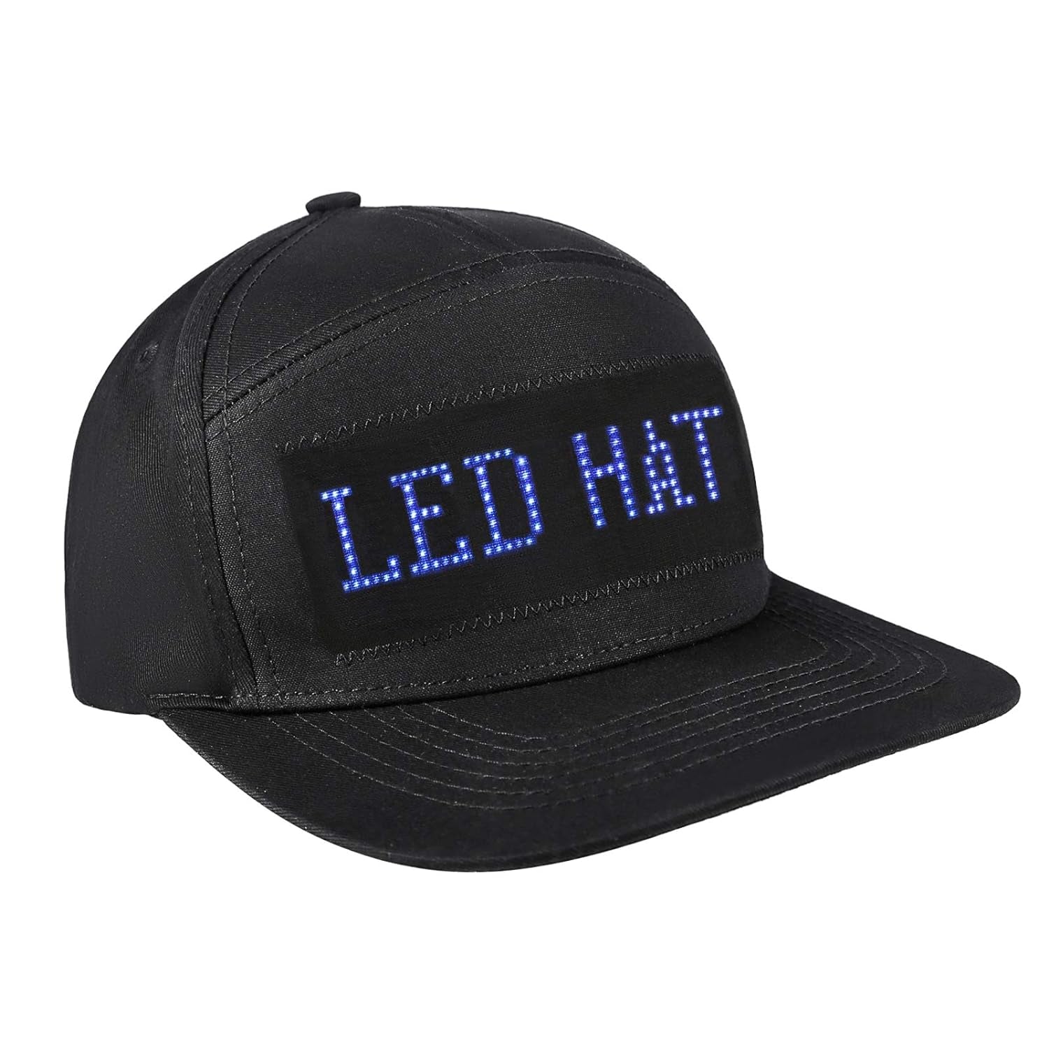 LED Cap, Detachable LED Display Screen Smart Hat Adjustable Cool LED Baseball Cap for Party Christmas Halloween(Blue Light)