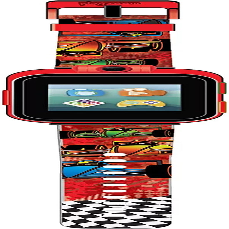 2 Kids Smartwatch - Video Camera Selfies STEM Gift for Kids (Racing Cars Print in Black)