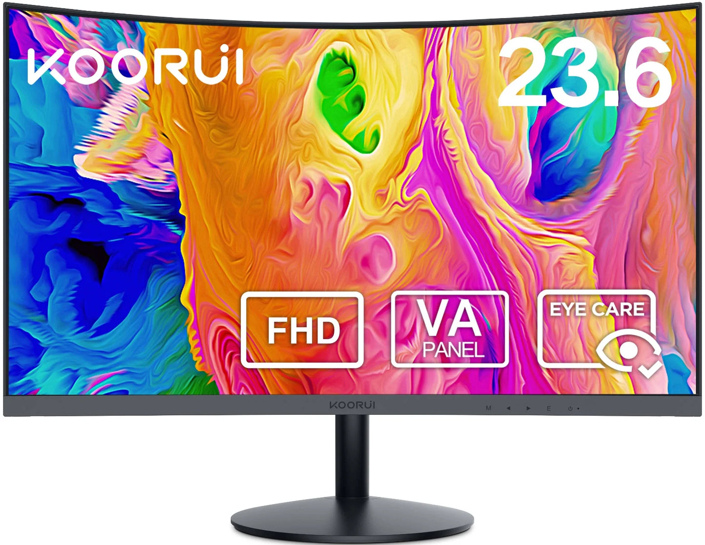 24 Inch Curved Computer Monitor,Fhd 1080P 60Hz 1800R Desktop Monitors for Computer,Hdmi&Vga Ports,Eye Care, Black