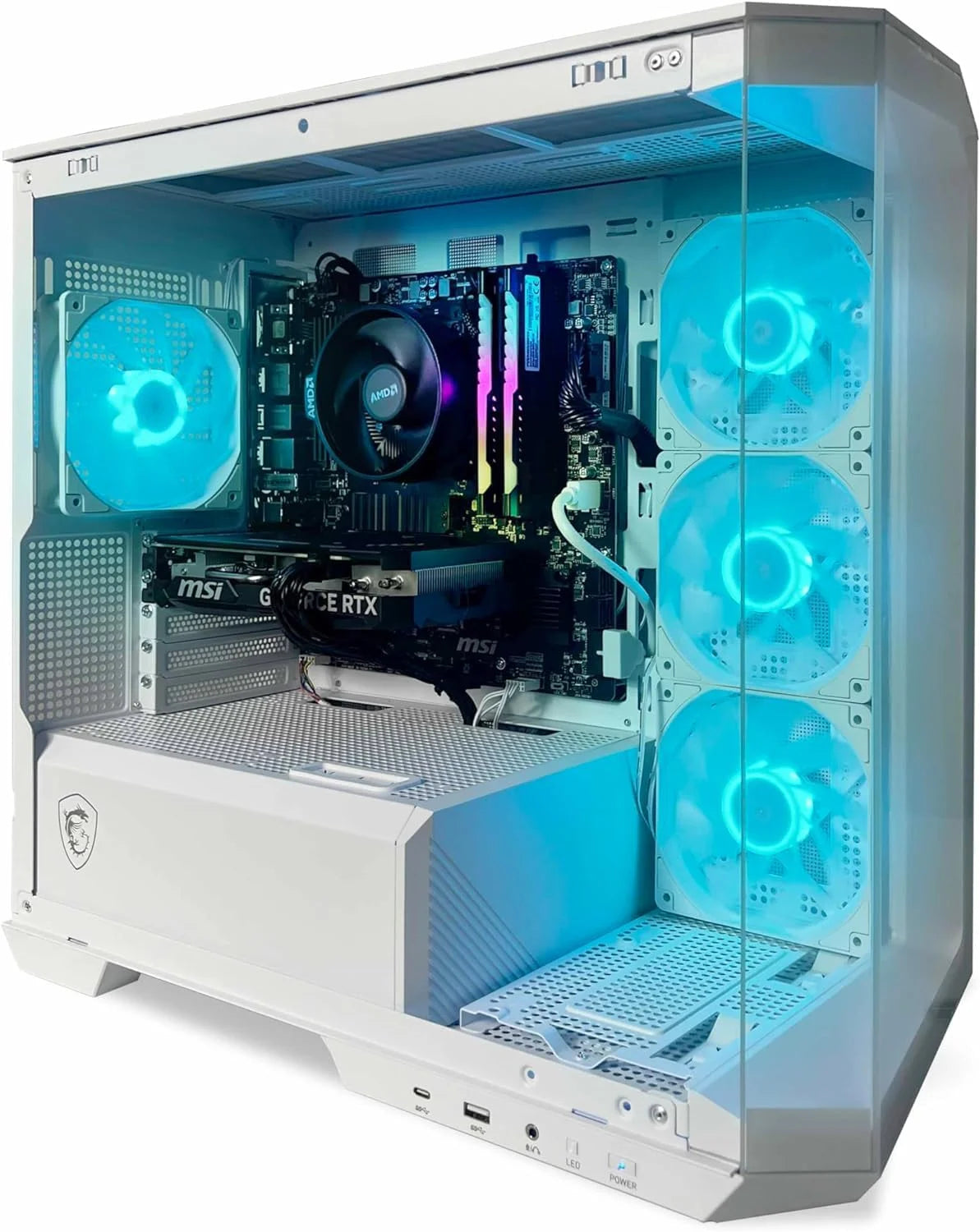 PC Desktop AMD Ryzen 5 5600X 3.7 Ghz, NVIDIA RTX 4060, 1TB NVME SSD, 16GB DDR4 RAM 3600, 650W 80+ PSU, Wi-Fi, Bluetooth, Windows 11 64-Bit, Mouse and Keyboard