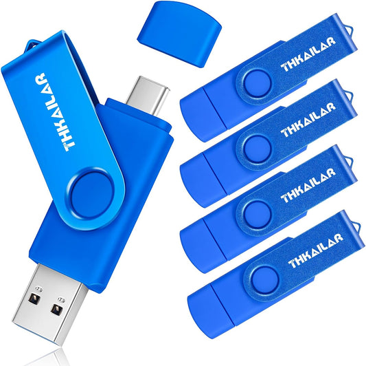 64GB 5 Pack USB C Flash Drive 3.1-2 in 1 Thumb Drive with USB and Type C Port-Compatible with Android Phone/Mac Pro/Pc/Tv